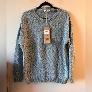 NWT Celtic & Co. Cotton Printed Yarn Sweater in Sea Greenwall - Small